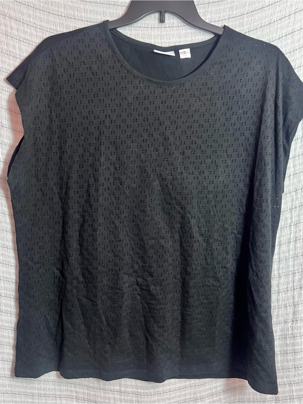 Serra Black Eyelet Sleeveless Tank Top